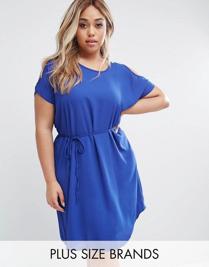 Koko Plus Dress With Cold Shoulder - Blue