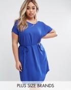 Koko Plus Dress With Cold Shoulder - Blue