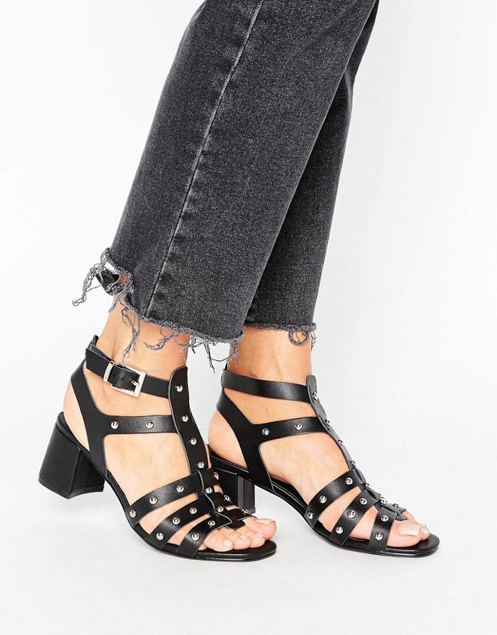 New Look Studded Gladiator Heeled Sandals - Black