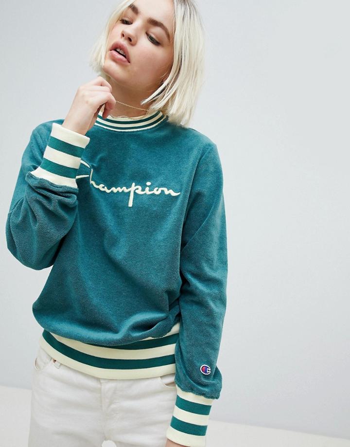 Champion Logo Sweatshirt In Towelling - Green