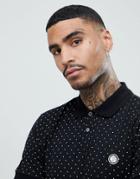 Pretty Green Kompany Polka Dot Polo Shirt In Black - Black