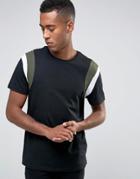 New Look T-shirt With Shoulder Panel In Black - Black