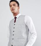 Heart & Dagger Slim Wedding Vest In Linen Texture - Gray
