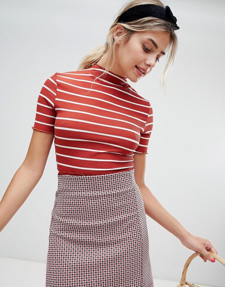 Nobody's Child Crinkle Hem Crop Top - Red