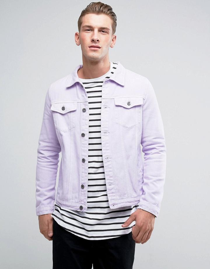 Liquor & Poker Plain Lilac Denim Jacket - Purple