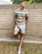 Levi's Original Small Batwing Multi Stripe T-shirt In Hedge Green