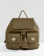 Marc B Double Pocket Backpack With Tassel Detail - Green