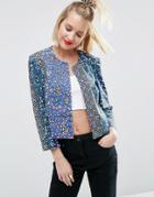 Asos Africa X Chichia Blazer In Floral Layer Stripe - Multi