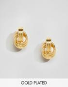 Nylon Gold Plated Knotted Stud Earrings - Gold