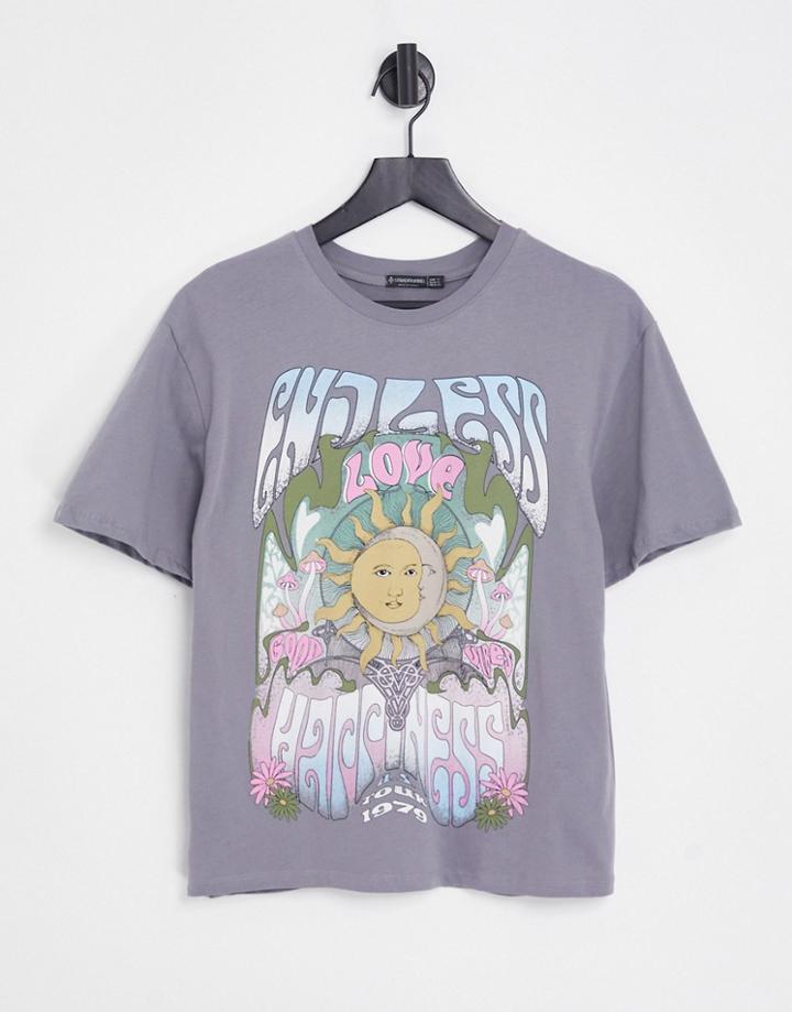 Stradivarius Oversized Tee In Tarot Print-multi