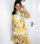 Hope & Ivy Maternity Midaxi Dress With Ruffle Hem In Yellow Based Floral Print