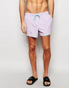 Asos Short Length Runner Swim Shorts In Purple With Contrast Binding - Lilac