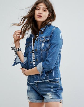 Gandys Distressed Denim Jacket - Blue