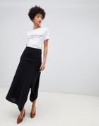 River Island Midi Skirt With Split Hem In Black