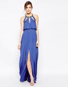 Forever Unique Nikita Maxi Dress With Plate Necklace - Sax Blue