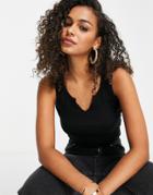 Brave Soul Sasha Notch Neck Crop Tank Top-black