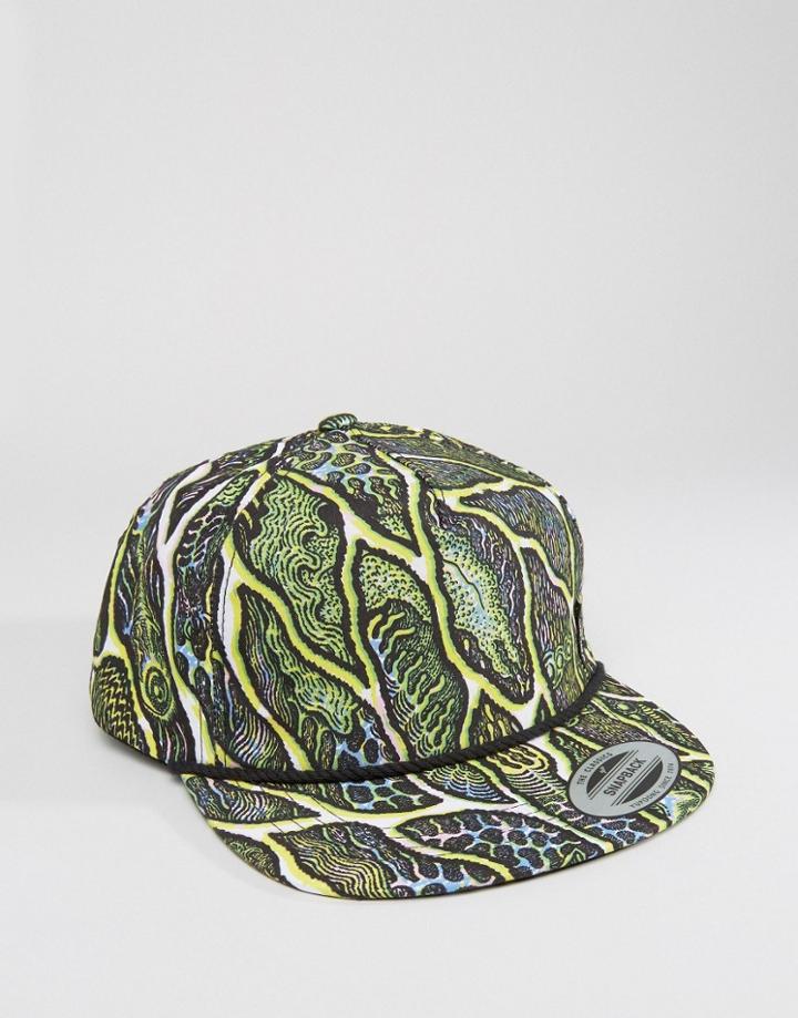 Volcom X Tetsunori Printed Snapback Cap - Green