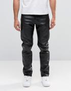 Weekday Sharp Leather Jeans - Black