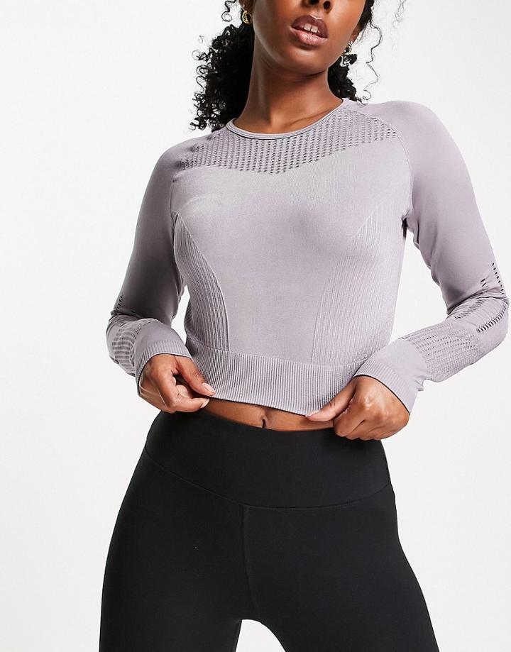 Only Play Long Sleeve Cropped Training Top In Slate Gray-grey