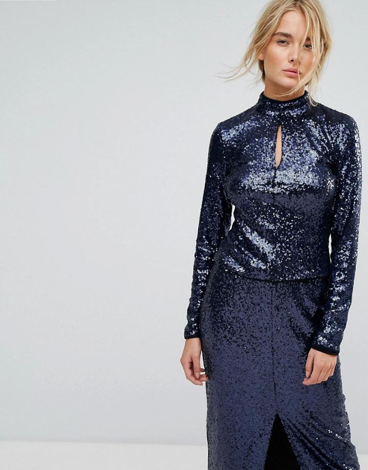 Gestuz Sequin Top-blue