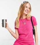 Reclaimed Vintage Inspired Fluffy Top In Hot Pink - Part Of A Set