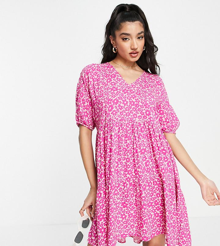 Pieces Open Back Midi Dress In Black Retro Floral-multi