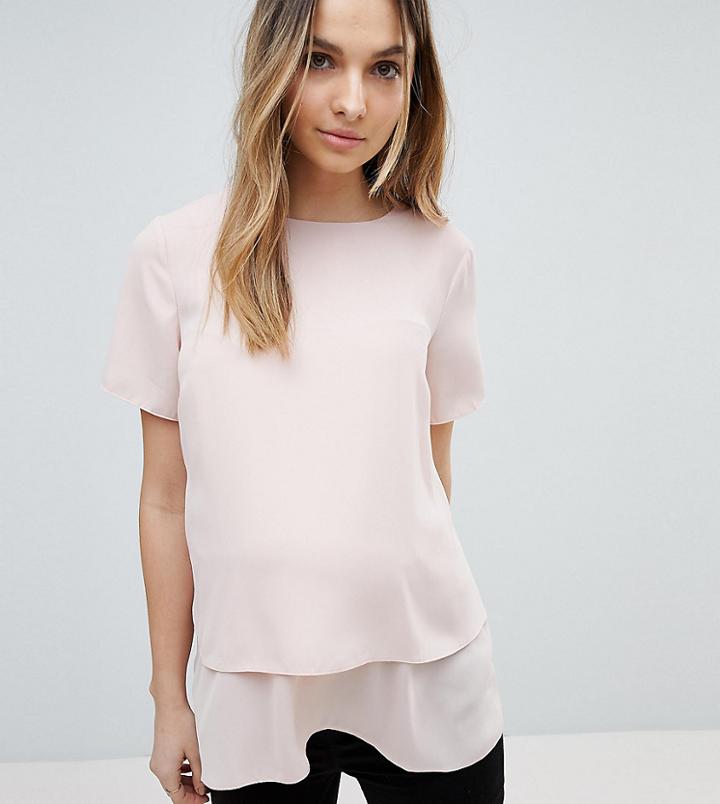 Asos Maternity Nursing Woven Double Layer Top - Pink