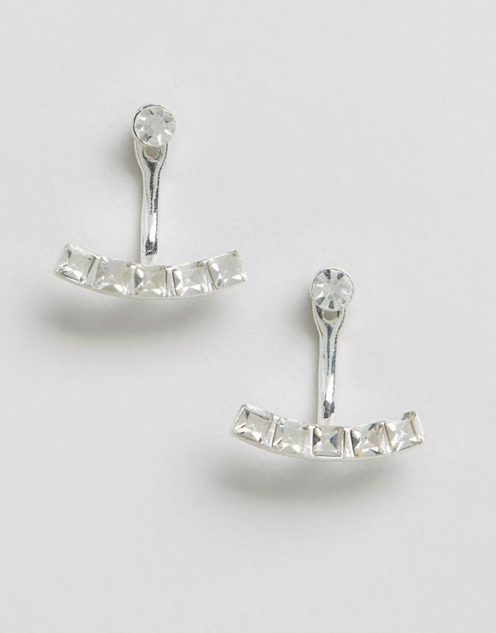 Oasis Square Stone Bar Through & Through Earrings - Gold
