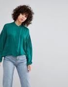 Weekday Drapey Drop Shoulder Blouse - Green