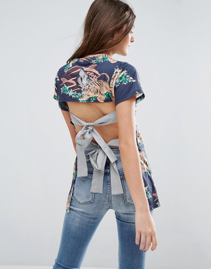 Asos T-shirt With Wild Animal Mix And Match Print - Multi