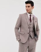 Harry Brown Wedding Wool Blend Slim Fit Summer Tweed Suit Jacket - Pink