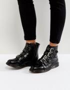 Truffle Collection Croc Buckle Ankle Boots With Studs - Black