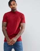 Asos Muscle Fit T-shirt With Turtleneck - Red