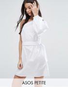 Asos Petite Extreme One Shoulder Cotton Mini Dress - White
