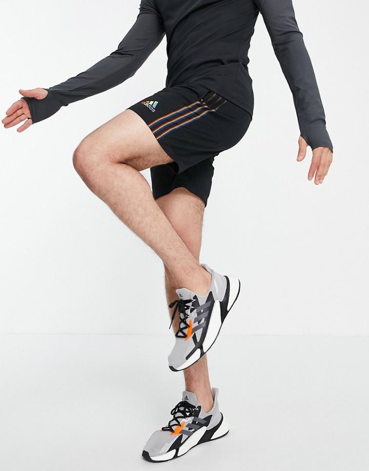 Adidas Soccer Tiro Shorts With Rainbow Stripes In Black