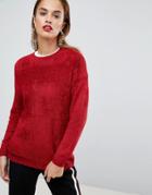 Asos Oversized Sweater In Chenille - Red