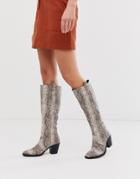 Truffle Collection Pull On Knee Boots In Snake