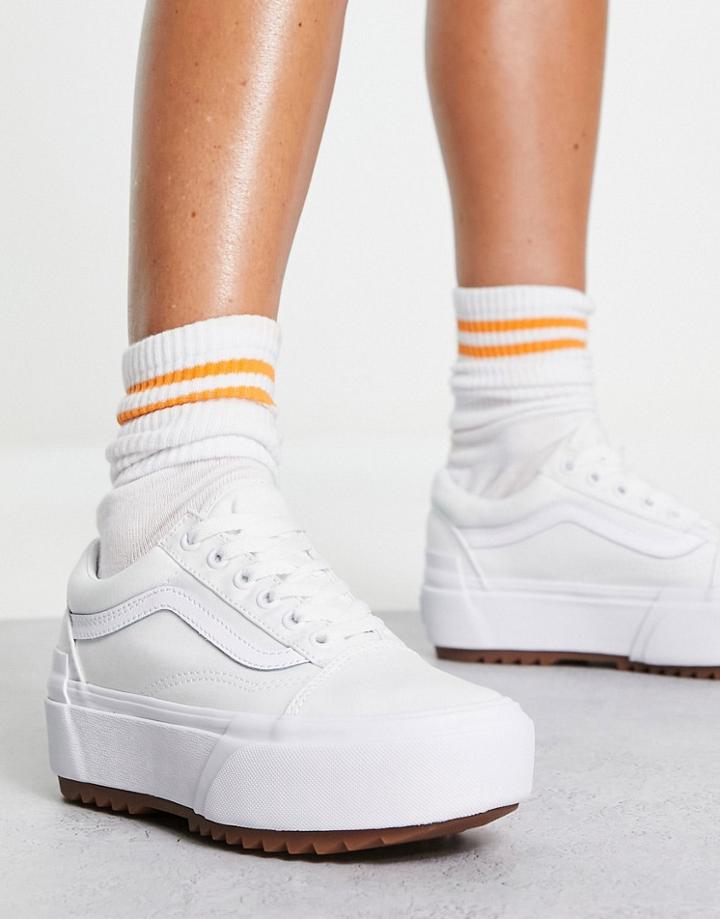 Vans Old Skool Stacked Sneakers In Triple White