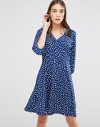 Trollied Dollylace For Life Heart Print Dress - Navy