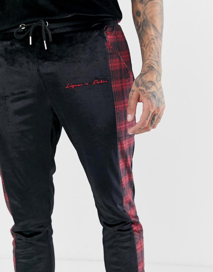 Liquor N Poker Jogger In Plaid Velour-multi