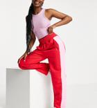 Collusion Contrast Panel Straight Leg Sweatpants In Red
