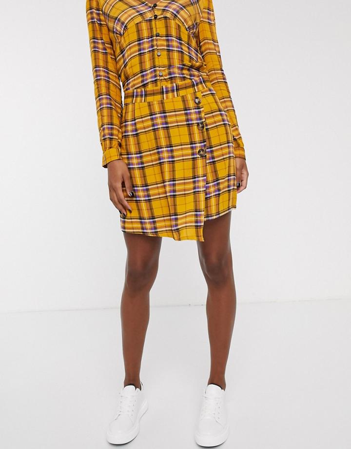 Vila Check Wrap Skirt-multi