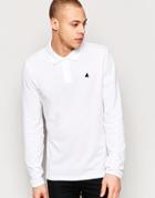 Asos Long Sleeve Muscle Pique Polo In White - White