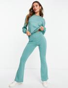 Asos Design Tracksuit Sweatshirt / Flare Pant In Sea Green