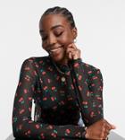 Asos Design Tall Exclusive Mesh Top With Cherry Print In Black