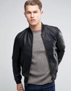 New Look Faux Leather Bomber Jacket In Black - Black