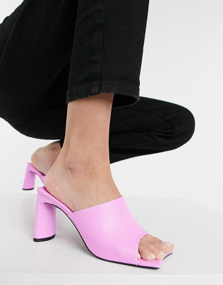 Public Desire Vice Heeled Mules With Statement Toe In Bubblegum-purple