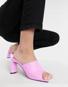 Public Desire Vice Heeled Mules With Statement Toe In Bubblegum-purple