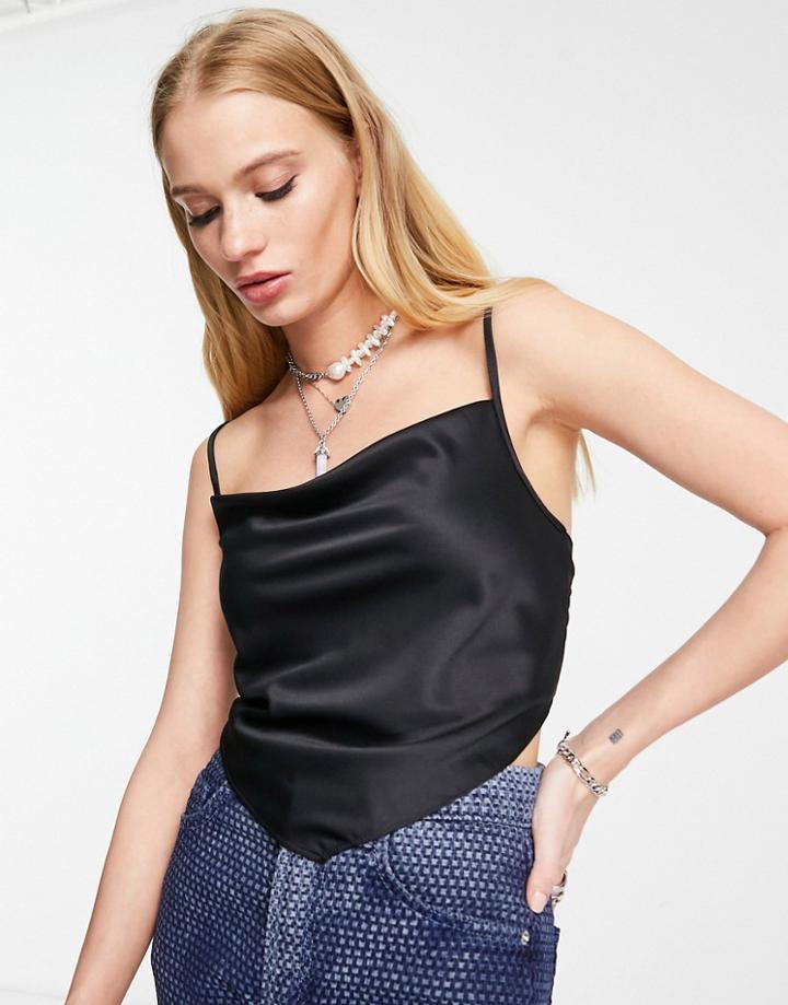 Topshop Scarf Crop Cami In Black