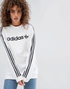 Adidas Originals Crew Neck Linear Sweat In White - White